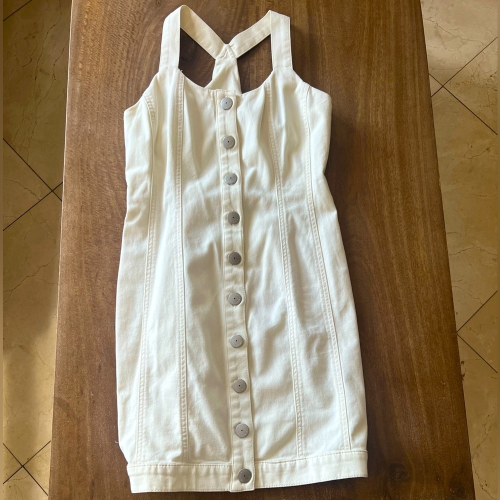 Bcbgeneration White Denim Button Down Mini Dress - image 1